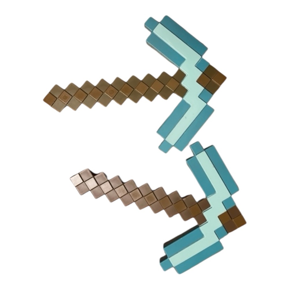 2 Minecraft Diamond Pickaxe Toys – Hard Plastic Roleplay Weapons